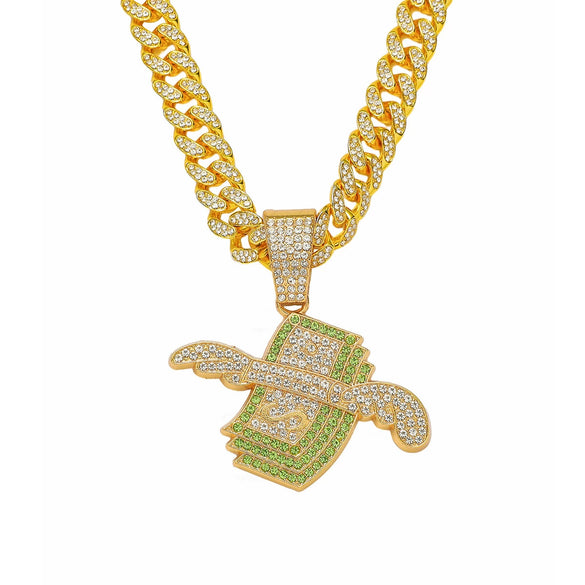 Pendant Necklace Hiphop Style Alloy Dollar Wings Pendant With Animals Zodiac Pattern Electroplated