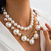 Pendant Necklace Imitation Pearl Aluminum Chain Alloy Electroplated Geometric Style Women's