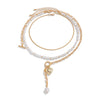 Pendant Necklace Imitation Pearl Beaded Geometric Alloy Electroplating Stacking Style Peach Heart
