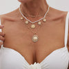 Pendant Necklace Imitation Pearl Copper Chain Alloy Geometric Electroplating