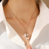 Pendant Necklace Imitation Pearl Resin Copper Drop Shape Electroplating Snake Bone Chain For Women