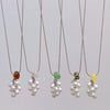 Pendant Necklace Imitation Pearl Resin Copper Drop Shape Electroplating Snake Bone Chain For Women