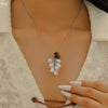 Pendant Necklace Imitation Pearl Resin Copper Drop Shape Electroplating Snake Bone Chain For Women