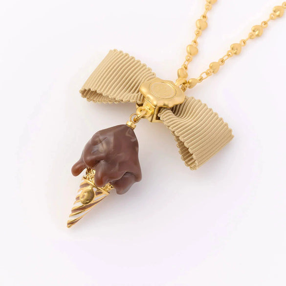 Pendant Necklace Jewelry Copper Bow Fairy Fruit Food Style Electroplated