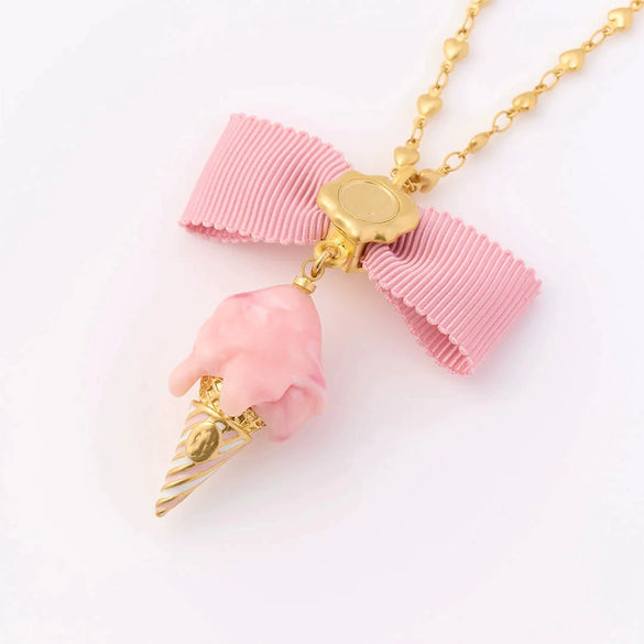 Pendant Necklace Jewelry Copper Bow Fairy Fruit Food Style Electroplated