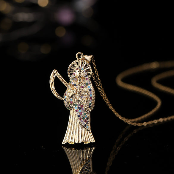 Pendant Necklace Jewelry Copper Inlaid Zircon Cartoon Characters Style