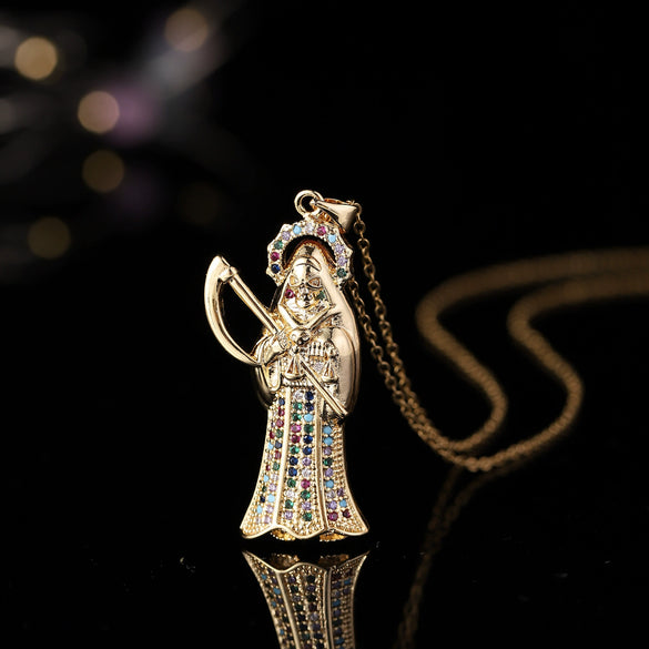 Pendant Necklace Jewelry Copper Inlaid Zircon Cartoon Characters Style