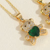 Pendant Necklace Jewelry Copper Mixed Gem Inlaid Animal Zodiac Electroplated Cute Bear Love Design Ochain