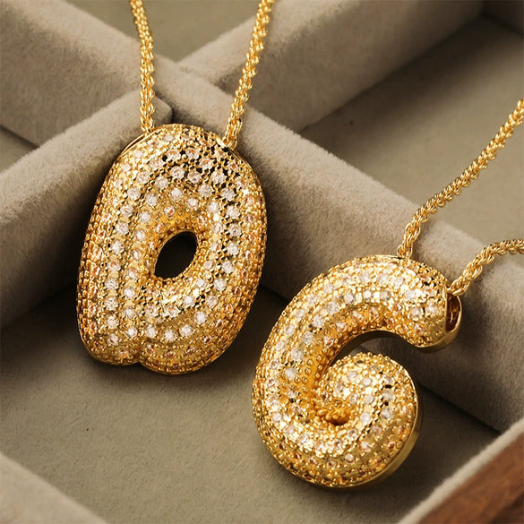 Pendant Necklace Jewelry Copper Plated Electroplating Zircon Letter Pattern