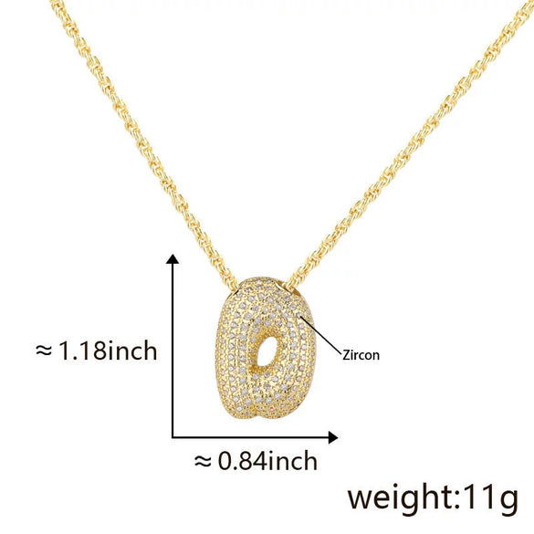 Pendant Necklace Jewelry Copper Plated Electroplating Zircon Letter Pattern
