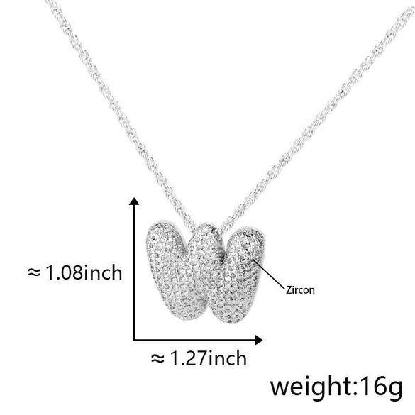 Pendant Necklace Jewelry Copper Plated Electroplating Zircon Letter Pattern
