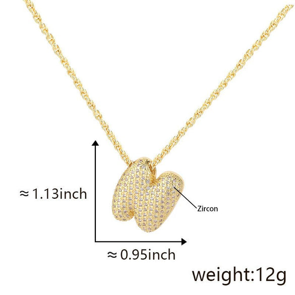 Pendant Necklace Jewelry Copper Plated Electroplating Zircon Letter Pattern