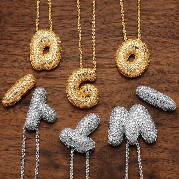 Pendant Necklace Jewelry Copper Plated Electroplating Zircon Letter Pattern