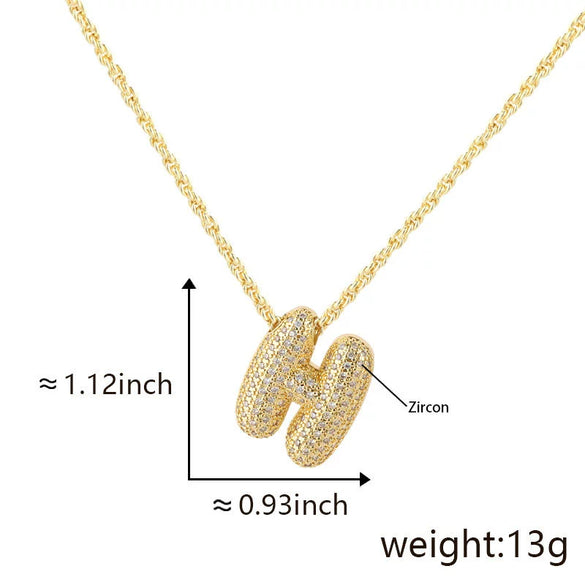 Pendant Necklace Jewelry Copper Plated Electroplating Zircon Letter Pattern