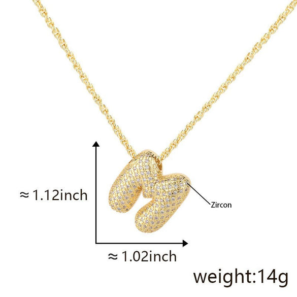 Pendant Necklace Jewelry Copper Plated Electroplating Zircon Letter Pattern