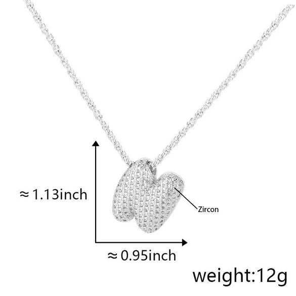 Pendant Necklace Jewelry Copper Plated Electroplating Zircon Letter Pattern