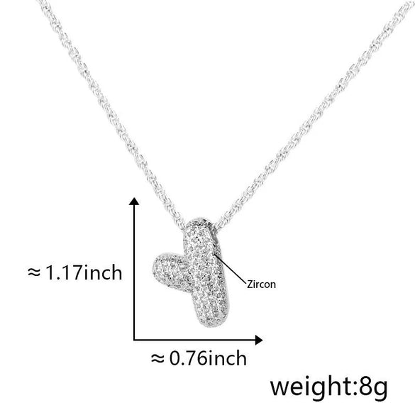 Pendant Necklace Jewelry Copper Plated Electroplating Zircon Letter Pattern