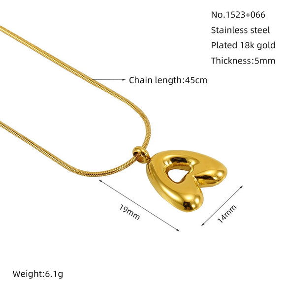 Pendant Necklace Jewelry Gold Plated 316L Stainless Steel With English Letters Pattern