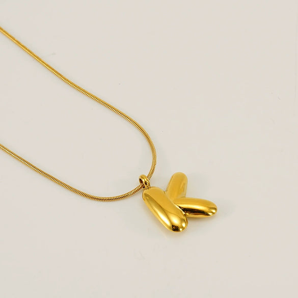 Pendant Necklace Jewelry Gold Plated 316L Stainless Steel With English Letters Pattern