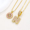 Pendant Necklace Jewelry Set Copper Inlaid With Zirconium Plated Real Gold Geometric Letter Round Flower Light Luxury Style