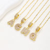Pendant Necklace Jewelry Set Copper Inlaid With Zirconium Plated Real Gold Geometric Letter Round Flower Light Luxury Style