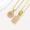 Pendant Necklace Jewelry Set Copper Inlaid With Zirconium Plated Real Gold Geometric Letter Round Flower Light Luxury Style
