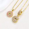 Pendant Necklace Jewelry Set Copper Inlaid With Zirconium Plated Real Gold Geometric Letter Round Flower Light Luxury Style