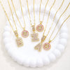 Pendant Necklace Jewelry Set Copper Inlaid With Zirconium Plated Real Gold Geometric Letter Round Flower Light Luxury Style