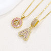 Pendant Necklace Jewelry Set Copper Inlaid With Zirconium Plated Real Gold Geometric Letter Round Flower Light Luxury Style