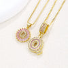 Pendant Necklace Jewelry Set Copper Inlaid With Zirconium Plated Real Gold Geometric Letter Round Flower Light Luxury Style