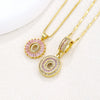 Pendant Necklace Jewelry Set Copper Inlaid With Zirconium Plated Real Gold Geometric Letter Round Flower Light Luxury Style