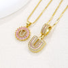 Pendant Necklace Jewelry Set Copper Inlaid With Zirconium Plated Real Gold Geometric Letter Round Flower Light Luxury Style