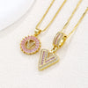 Pendant Necklace Jewelry Set Copper Inlaid With Zirconium Plated Real Gold Geometric Letter Round Flower Light Luxury Style