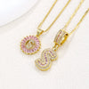 Pendant Necklace Jewelry Set Copper Inlaid With Zirconium Plated Real Gold Geometric Letter Round Flower Light Luxury Style