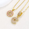 Pendant Necklace Jewelry Set Copper Inlaid With Zirconium Plated Real Gold Geometric Letter Round Flower Light Luxury Style