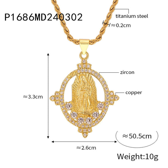Pendant Necklace Jewelry 316L Stainless Steel Gold Plated Geometric Cartoon Characters Diamond