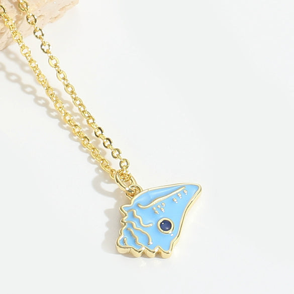 Pendant Necklace Ladies Clavicle Chain Simple Cute Retro Oil Dripping Love Word Design Copper Electroplating Geometric Style Mixed Gemstone Setting O Word Chain