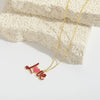 Pendant Necklace Ladies Clavicle Chain Simple Cute Retro Oil Dripping Love Word Design Copper Electroplating Geometric Style Mixed Gemstone Setting O Word Chain