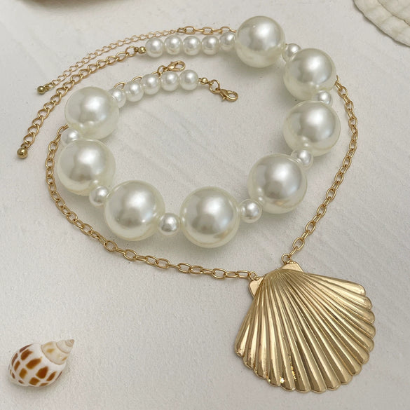 Pendant Necklace Metal Alloy Imitation Pearl Beaded Geometric Electroplating Women's
