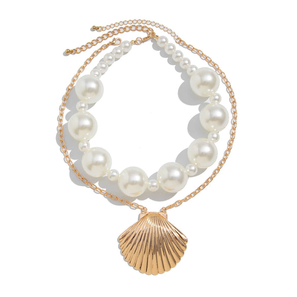 Pendant Necklace Metal Alloy Imitation Pearl Beaded Geometric Electroplating Women's