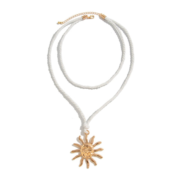 Pendant Necklace Metal Alloy Rope Geometric Sunflower Face Retro Electroplating For Women