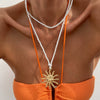 Pendant Necklace Metal Alloy Rope Geometric Sunflower Face Retro Electroplating For Women