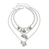 Pendant Necklace Metal Imitation Turquoise Geometric Heart Electroplated For Women