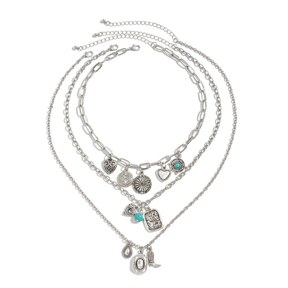 Pendant Necklace Metal Imitation Turquoise Geometric Heart Electroplated For Women