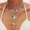Pendant Necklace Metal Imitation Turquoise Geometric Heart Electroplated For Women