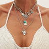 Pendant Necklace Metal Imitation Turquoise Geometric Heart Electroplated For Women