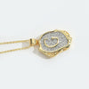 Pendant Necklace Mixed Gemstone Setting Copper Retro Asymmetrical Disc Oval Letters Pattern Electroplating
