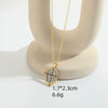 Pendant Necklace Mixed Gemstone Setting Copper Retro Asymmetrical Disc Oval Letters Pattern Electroplating