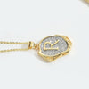Pendant Necklace Mixed Gemstone Setting Copper Retro Asymmetrical Disc Oval Letters Pattern Electroplating