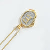 Pendant Necklace Mixed Gemstone Setting Copper Retro Asymmetrical Disc Oval Letters Pattern Electroplating